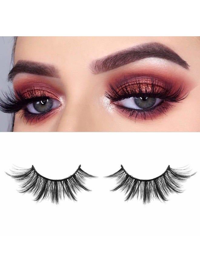 DYSILK Eyelashes Natural Look - 8 Pairs 5D Lashes 17mm - Mink Eyelashes Fluffy Lashes Pack Cat Eye Soft Reusable - Image 2