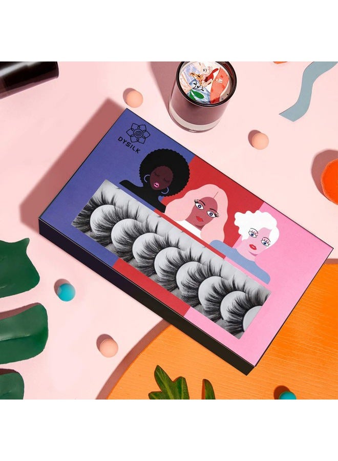 DYSILK Eyelashes Natural Look - 8 Pairs 5D Lashes 17mm - Mink Eyelashes Fluffy Lashes Pack Cat Eye Soft Reusable - Image 4