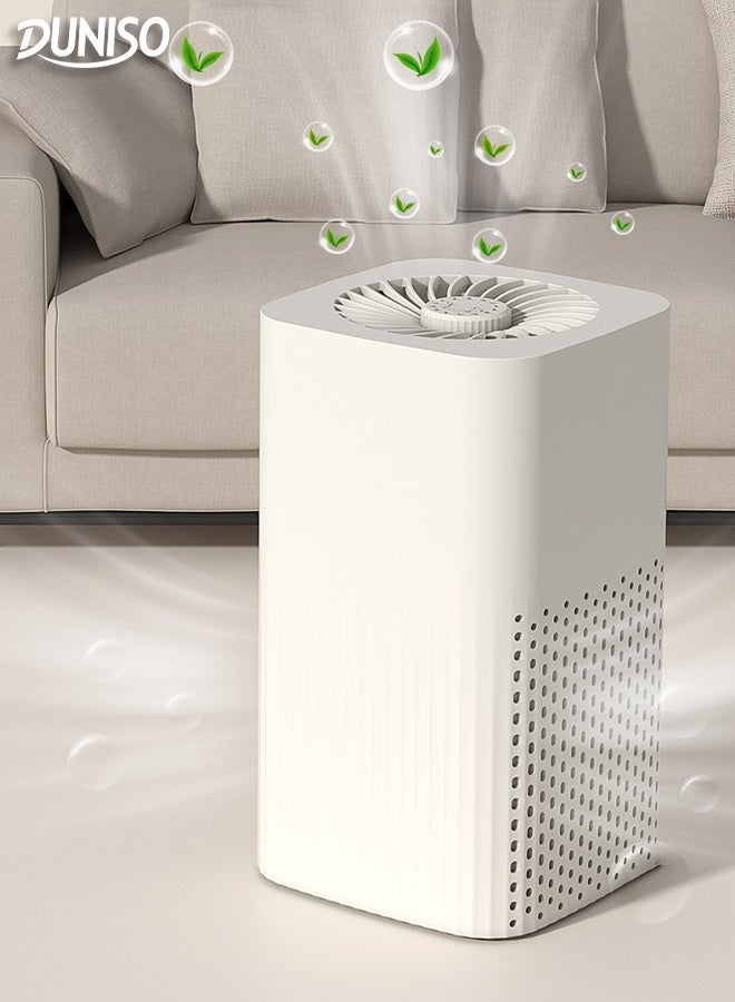 DUNISO Air Purifier for Home Nanocompositeactivated Carbon Air Filter Cleaner Quiet Sleep Mode Function 360° Air Outflow Small Air Filters Out Cigarette Pollen Dust Purifier for Bedroom Living Room Kitchen - Image 1