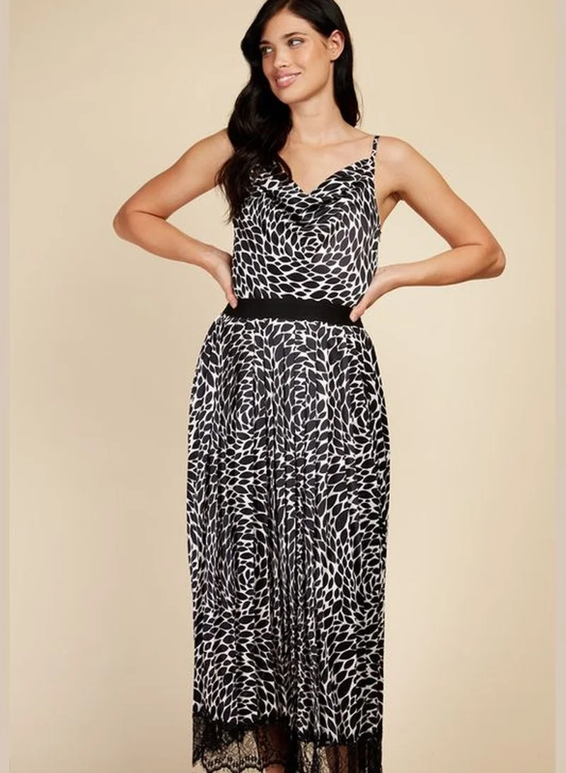 Little Mistress Little Mistress Black And Cream Spot Prin Dress