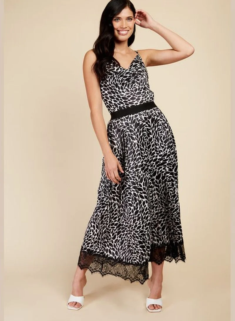 Little Mistress Little Mistress Black And Cream Spot Prin Dress