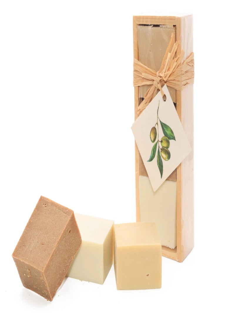 نيفيرتاري صندوق خشبي صغير يحتوي على 3 أنواع صابون مختلفة من نفرتاري