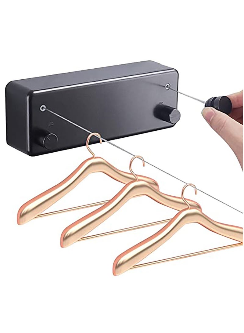 حبل غسيل قابل للسحب، خط غسيل عالي التحمل، مجفف ملابس داخلي وخارجي يُعلق على الحائط، حبل ملابس قابل للتعديل، خط من الفولاذ المقاوم للصدأ، 13.8 قدم (سلك مزدوج أسود) - Image 1