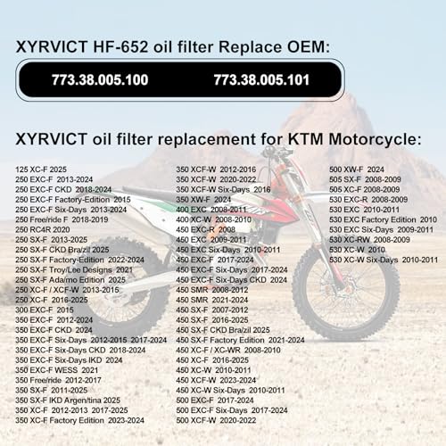 XYRVICT 6pcs Oil Filter HF652 Replace 77338005100 for KT/M SXF 250 2013-2024 350 450 505 EXCF 250 350 450 200 530 - Image 2