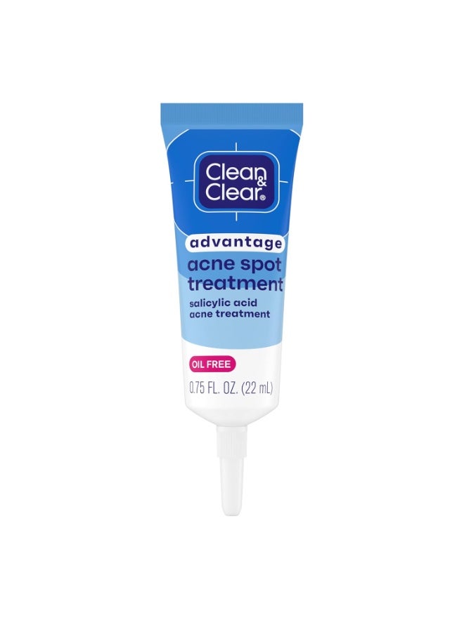 Clean & Clear Advantage Acne Spot Treatment Gel Cream with 2% Salicylic Acid & Witch Hazel, Acne Pimple Medication for Blemish & Blackhead Removal, Fragrance Free, 0.75 fl. oz - Image 1
