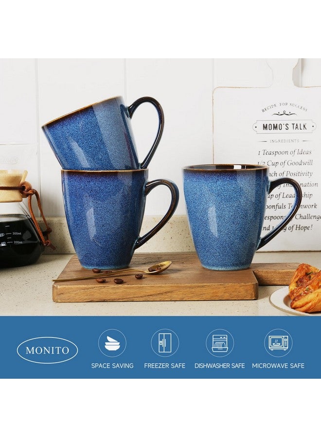 MONITO 17 OZ Coffee Mugs Set of 6, Large Ceramic Blue Coffee Mugs Set with handle for Tea/Latte/Milk/Cocoa, Funny Tea Cups for Office and Home, Engagement Gifts. (Starry Blue) - Image 3