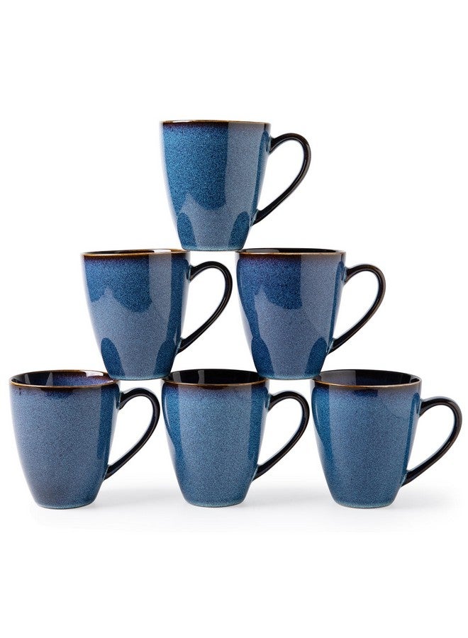 MONITO 17 OZ Coffee Mugs Set of 6, Large Ceramic Blue Coffee Mugs Set with handle for Tea/Latte/Milk/Cocoa, Funny Tea Cups for Office and Home, Engagement Gifts. (Starry Blue) - Image 1