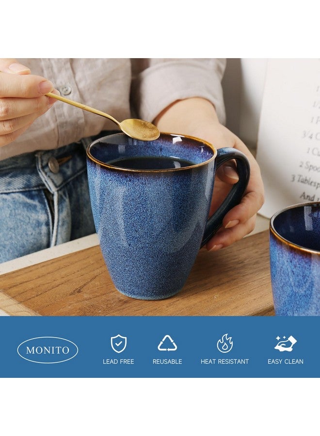 MONITO 17 OZ Coffee Mugs Set of 6, Large Ceramic Blue Coffee Mugs Set with handle for Tea/Latte/Milk/Cocoa, Funny Tea Cups for Office and Home, Engagement Gifts. (Starry Blue) - Image 4