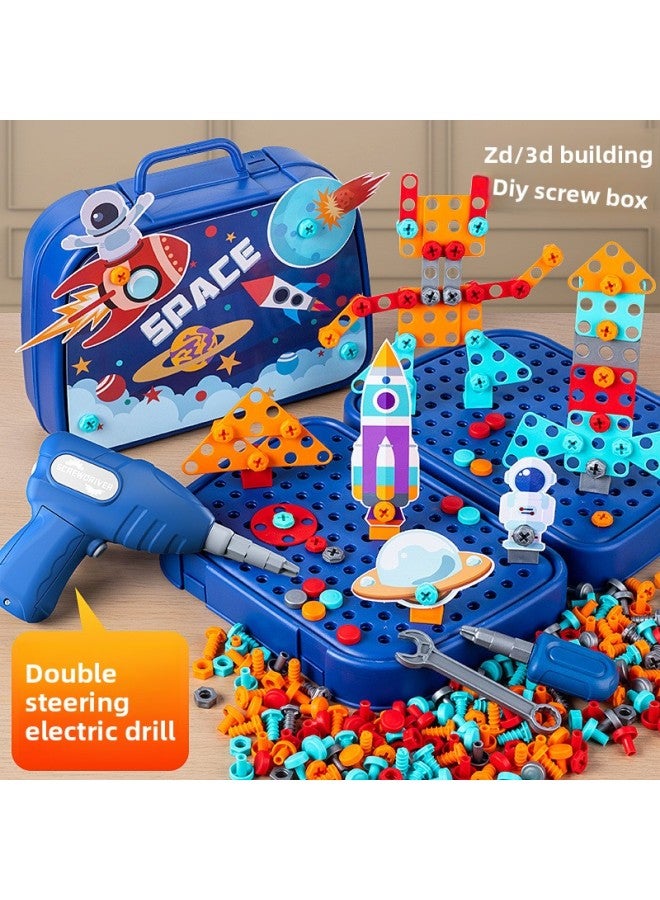 Children's Screw Assembly Disassembly Toolbox Electric Drill Baby's Hands-on Power 6 Toy Boy 3 Years Old-Color:Hand Drill + [big Dinosaur] 230pcs  - Image 2