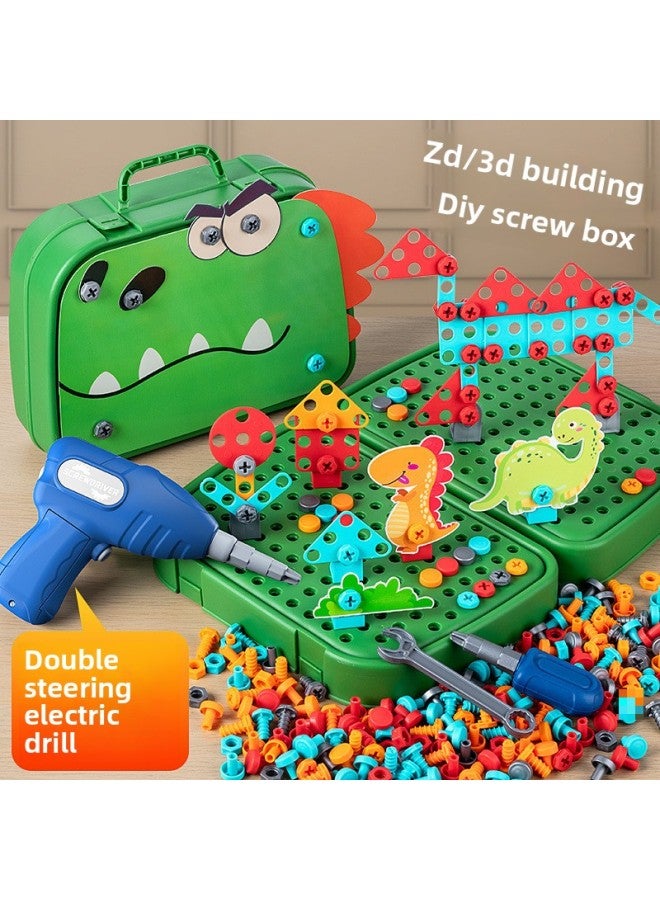 Children's Screw Assembly Disassembly Toolbox Electric Drill Baby's Hands-on Power 6 Toy Boy 3 Years Old-Color:Hand Drill + [big Dinosaur] 230pcs  - Image 3