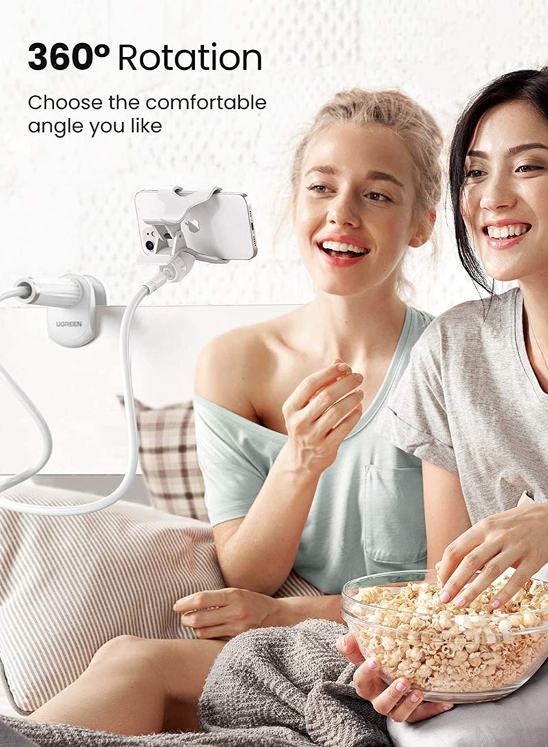 ELTRAZONE Phone Holder 360 Adjustable Lazy Holder Mount Clamp with Sturdy Aluminum Alloy Arm Compatible for iPhone 13/13 Mini/13 Pro/13 Pro Max 12 11 Pro Max, Samsung S22 S21 All 4"-7.1" Phones（White） - Image 4