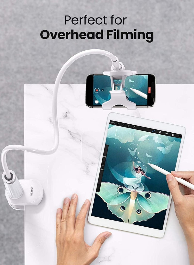 ELTRAZONE Phone Holder 360 Adjustable Lazy Holder Mount Clamp with Sturdy Aluminum Alloy Arm Compatible for iPhone 13/13 Mini/13 Pro/13 Pro Max 12 11 Pro Max, Samsung S22 S21 All 4"-7.1" Phones（White） - Image 3