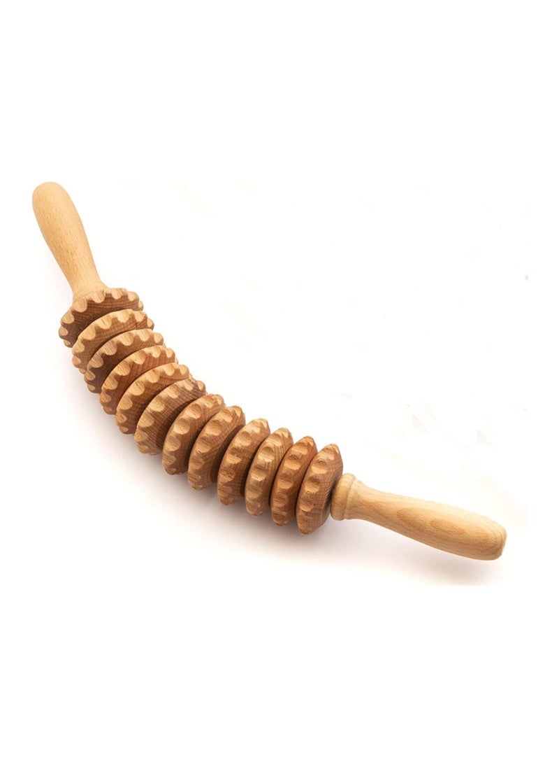 KHAJUL Curved Wooden Massage Roller for Waist and Thighs Multifunctional Body Roller to Reduce Cellulite and Muscle Tension, Natural Massager for Men and Women  - Image 2
