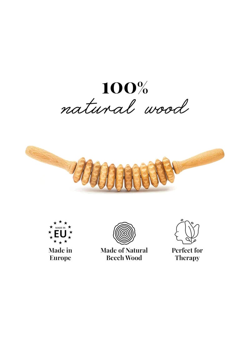 KHAJUL Curved Wooden Massage Roller for Waist and Thighs Multifunctional Body Roller to Reduce Cellulite and Muscle Tension, Natural Massager for Men and Women  - Image 4