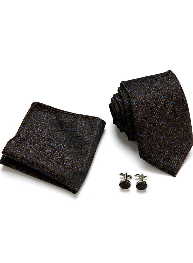 Polka Dot Pattern Bow Tie Three-Piece Set Black