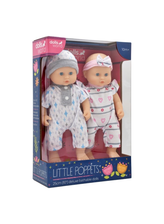 dolls world Little Poppets 10 inch Deluxe Twin Bathable vinyl Doll from Peterkin gift for kids of Age above 10 months  - Image 2