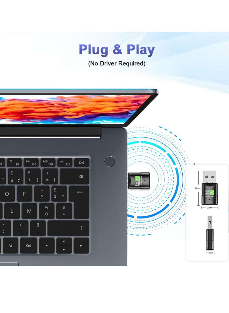 Generic 650 Mbps USB WLAN Stick, Dual-Band WLAN Adapter, Kompatibel mit Windows Vista/XP/Win7/8.1/10/11  - Image 4