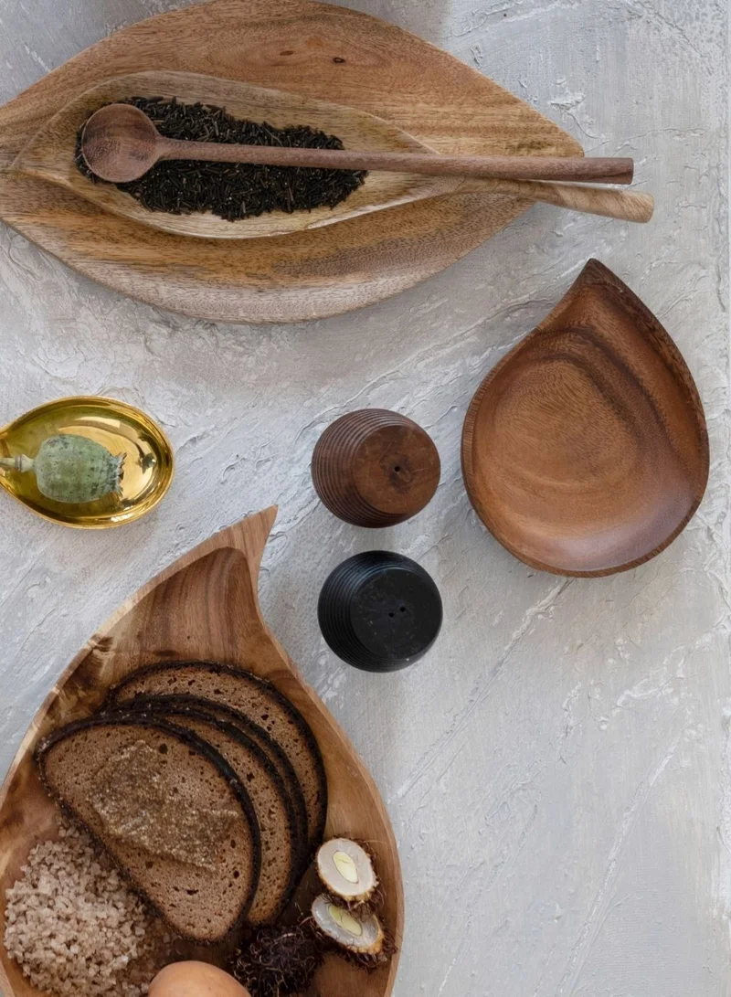 The Saffron Souk Wood Teardrop Shaped Dish