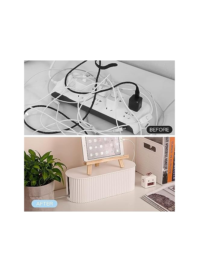 promass Cable Management Box, White Cable Organizer Box for Power Strips, Dustproof Large Cord Organizer Box with Lid, Surge Protectors, Computer Wires Cable Hider Box for Home, Office, Desk - Image 2