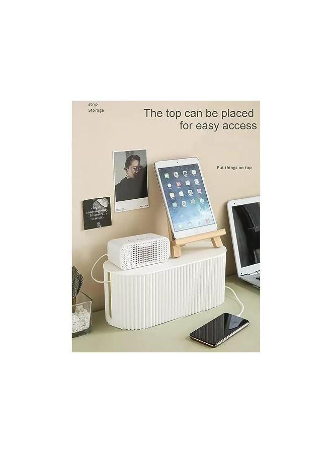 promass Cable Management Box, White Cable Organizer Box for Power Strips, Dustproof Large Cord Organizer Box with Lid, Surge Protectors, Computer Wires Cable Hider Box for Home, Office, Desk - Image 5