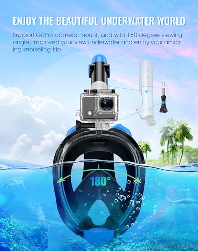 Greatever G2 Full Face Snorkel Mask with Latest Dry Top System,Foldable 180 Degree Panoramic View Snorkeling Mask with Camera Mount,Safe Breathing,Anti-Leak&Anti-Fog - Image 5
