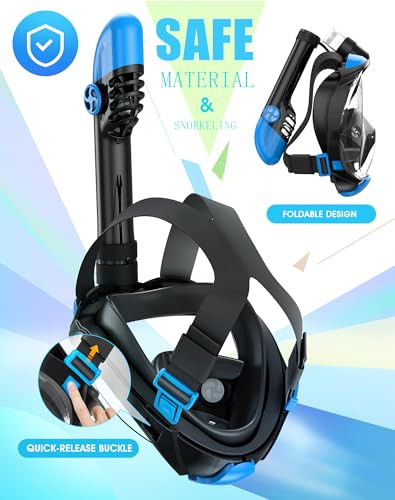 Greatever G2 Full Face Snorkel Mask with Latest Dry Top System,Foldable 180 Degree Panoramic View Snorkeling Mask with Camera Mount,Safe Breathing,Anti-Leak&Anti-Fog - Image 4
