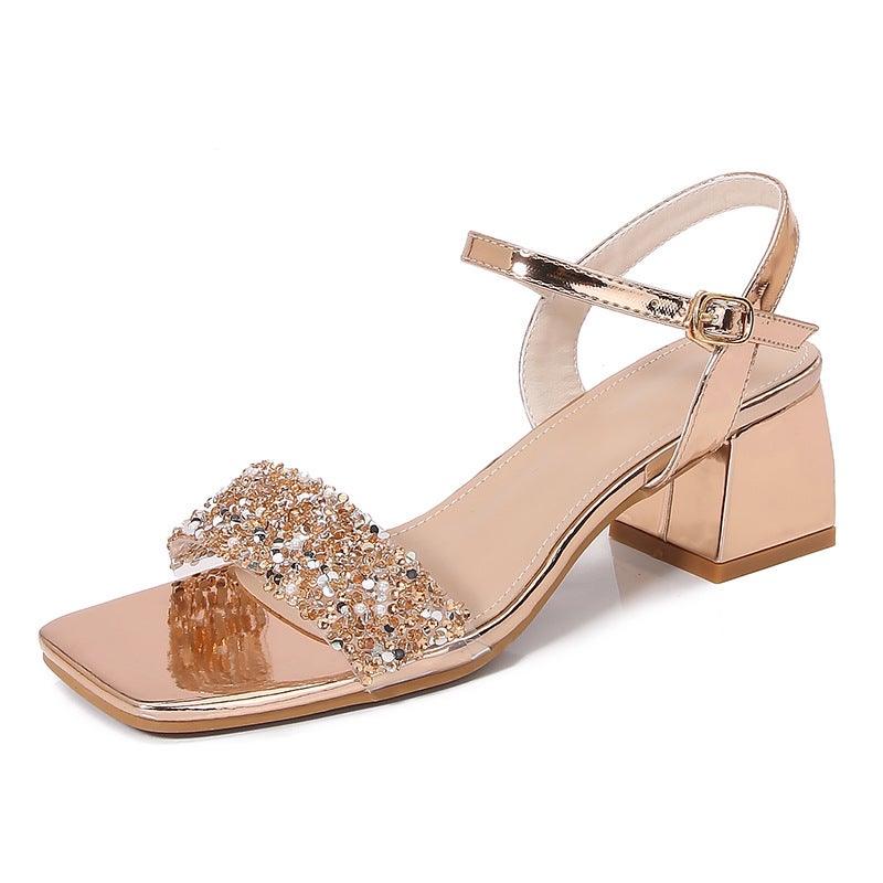 Women''s Shoes Bohemian New Fashion Rhinestone Slippers Korean Style Thick-Soled High-Heeled Women''s Shoes 125-1 - Image 4