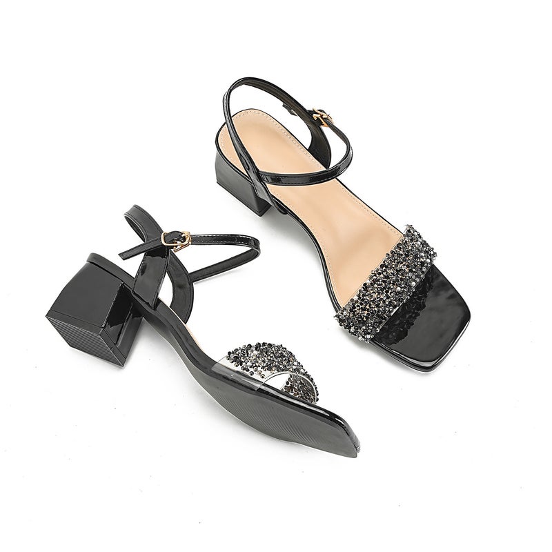 Women''s Shoes Bohemian New Fashion Rhinestone Slippers Korean Style Thick-Soled High-Heeled Women''s Shoes 125-1 - Image 3
