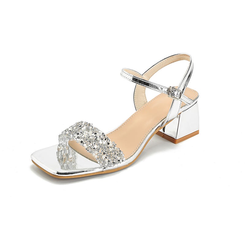 Women''s Shoes Bohemian New Fashion Rhinestone Slippers Korean Style Thick-Soled High-Heeled Women''s Shoes 125-1 - Image 2