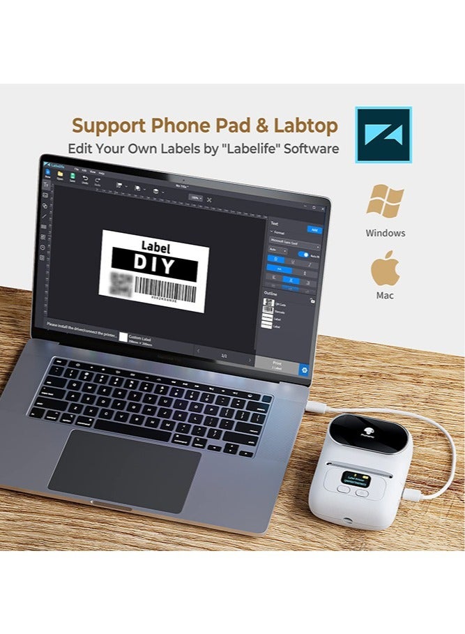 phomemo M110 Label Maker Machine with 50mm Print Width, Portable Bluetooth Thermal Label Printer, Barcode Printer for Clothing, Jewelry, Retail, Mailing, Compatible with Android IOS System (White) - Image 4