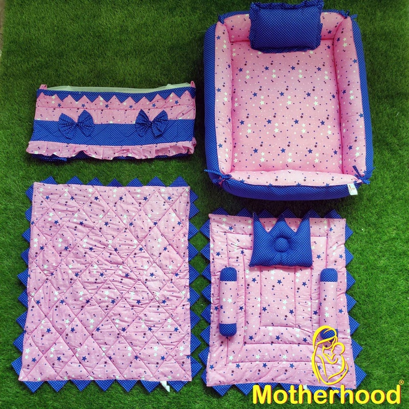 MOTHERHOOD MOTHERHOOD 1 Box Baby Tub Bed with 1 Baby Cradle Hammock 1 Large Baby Blanket 1 Baby Mattress and 4 pc Baby Pillow Luxury Baby Mattress Bed Sleeper Bedding Set coSleeper Pink D - Image 2