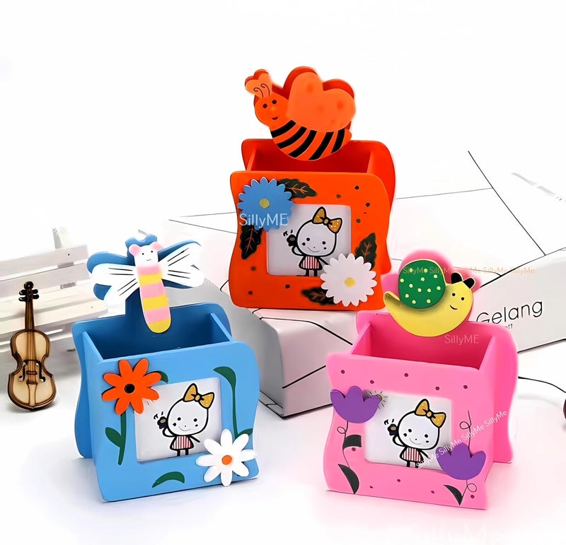 Sillyme 8pcs Wooden Pen Stand Return Gifts Birthday Party for Kids | Return gift for kids age 6-10 & 10-12 - birthday return gift for kids 6-12 | Cute Animal Theme Eco Friendly Bday Returns Gift - Image 3