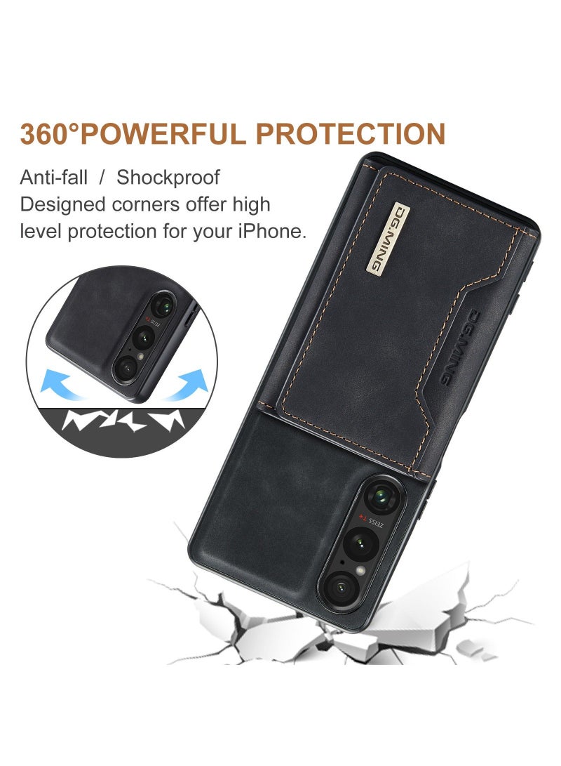 Dg Ming 2-in-1 Detachable Wallet Case Compatible with Sony Xperia 1 V with Pocket Card Holder Slim Filt Magnetic Protective Back Cover 6.5-inch - Image 5