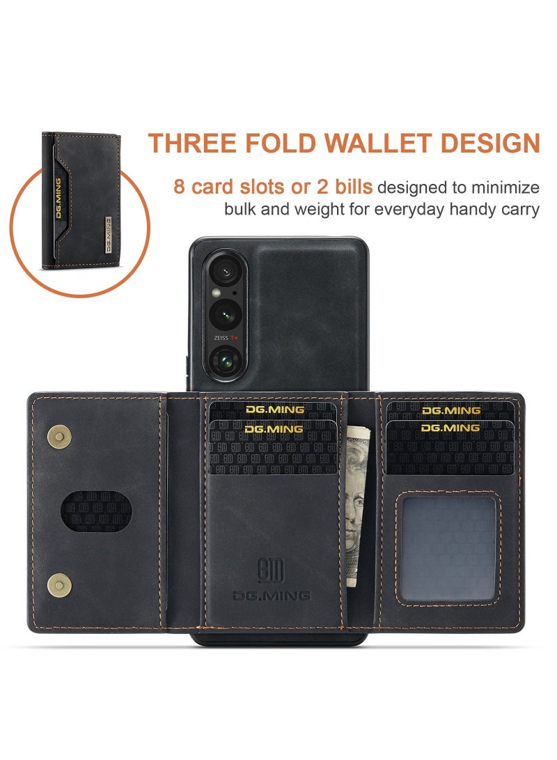Dg Ming 2-in-1 Detachable Wallet Case Compatible with Sony Xperia 1 V with Pocket Card Holder Slim Filt Magnetic Protective Back Cover 6.5-inch - Image 3