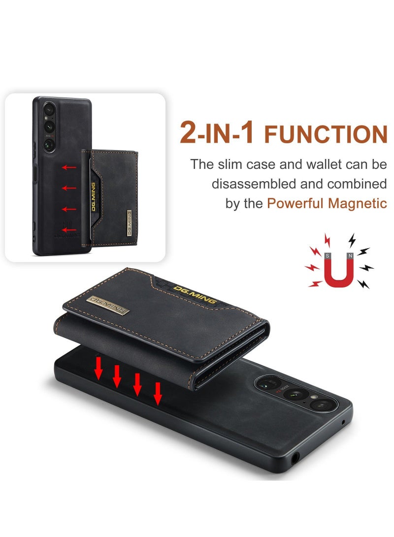 Dg Ming 2-in-1 Detachable Wallet Case Compatible with Sony Xperia 1 V with Pocket Card Holder Slim Filt Magnetic Protective Back Cover 6.5-inch - Image 2