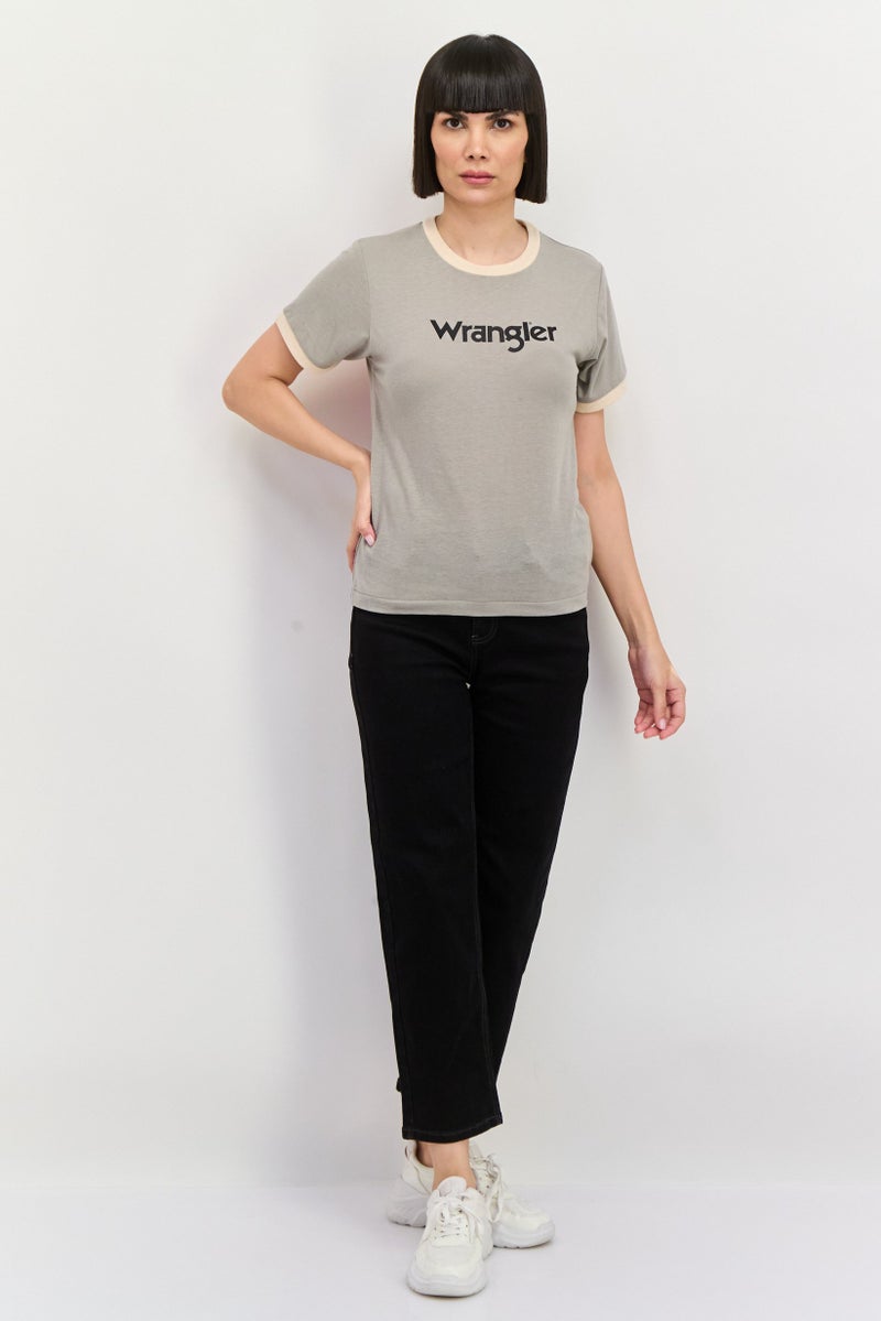 Wrangler Women Crew Neck Short Sleeves Graphic T-Shirt, Grey - Image 3