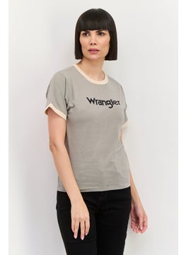 Wrangler Women Crew Neck Short Sleeves Graphic T-Shirt, Grey  - Image 1