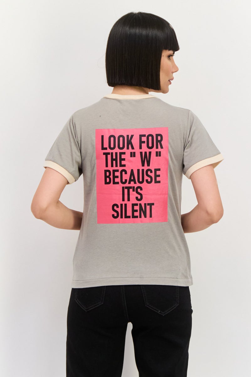 Wrangler Women Crew Neck Short Sleeves Graphic T-Shirt, Grey - Image 2