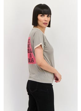 Wrangler Women Crew Neck Short Sleeves Graphic T-Shirt, Grey  - Image 4
