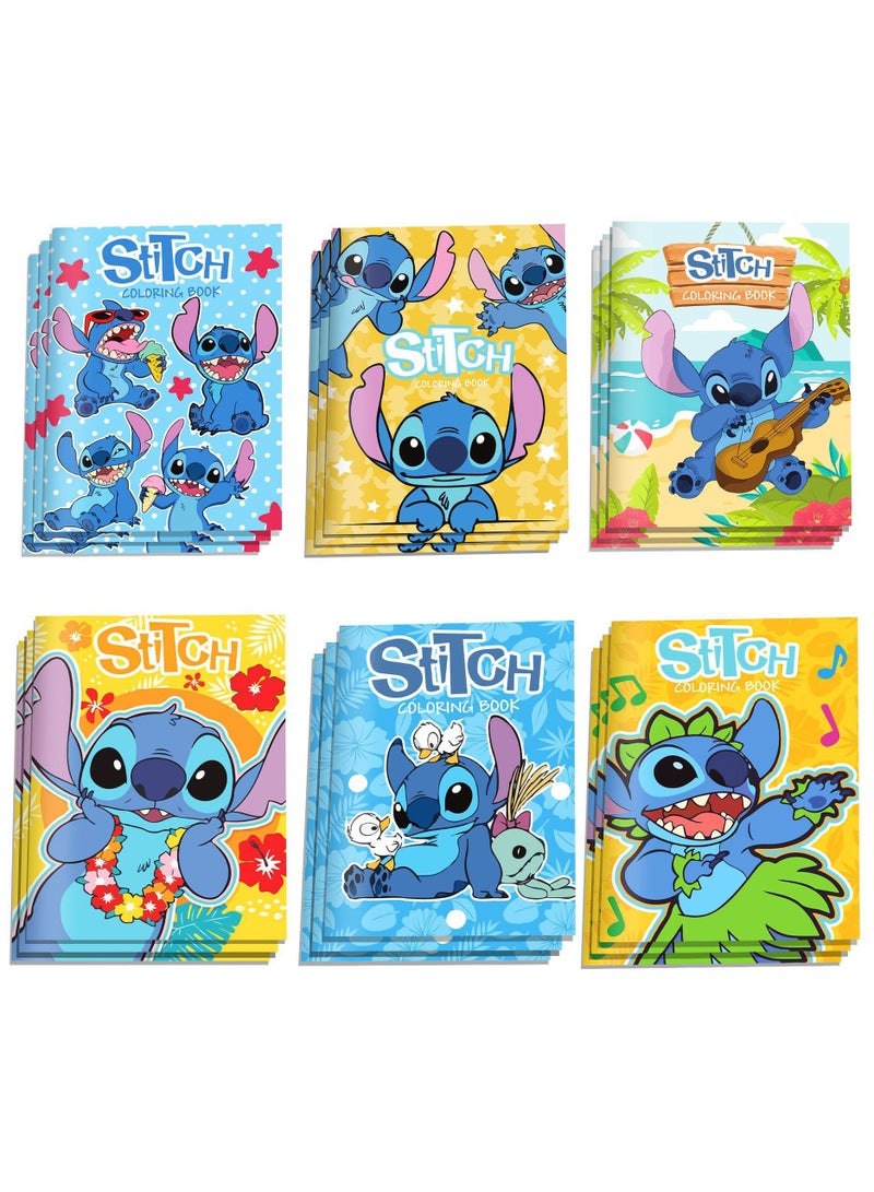 12-Piece Stitch Anime Coloring Book Set - Creative DIY Cartoon Doodle Art Kit, Vibrant Party Activity for Kids & Adults - Image 1