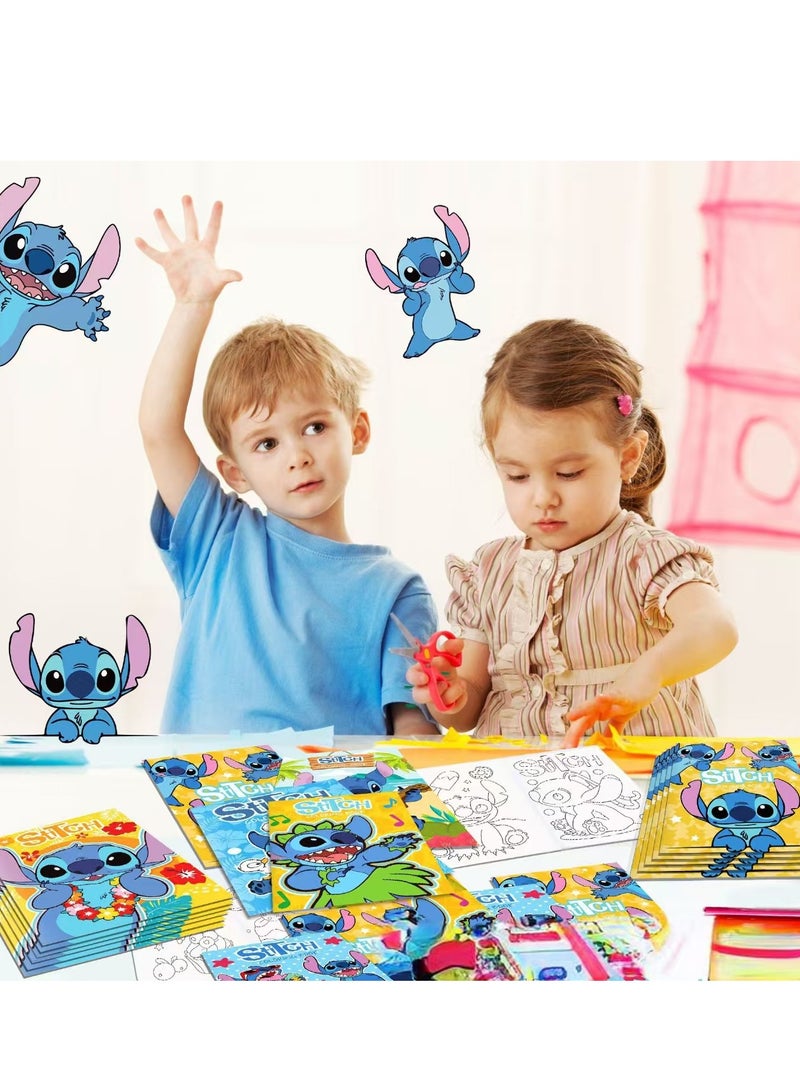 12-Piece Stitch Anime Coloring Book Set - Creative DIY Cartoon Doodle Art Kit, Vibrant Party Activity for Kids & Adults - Image 2