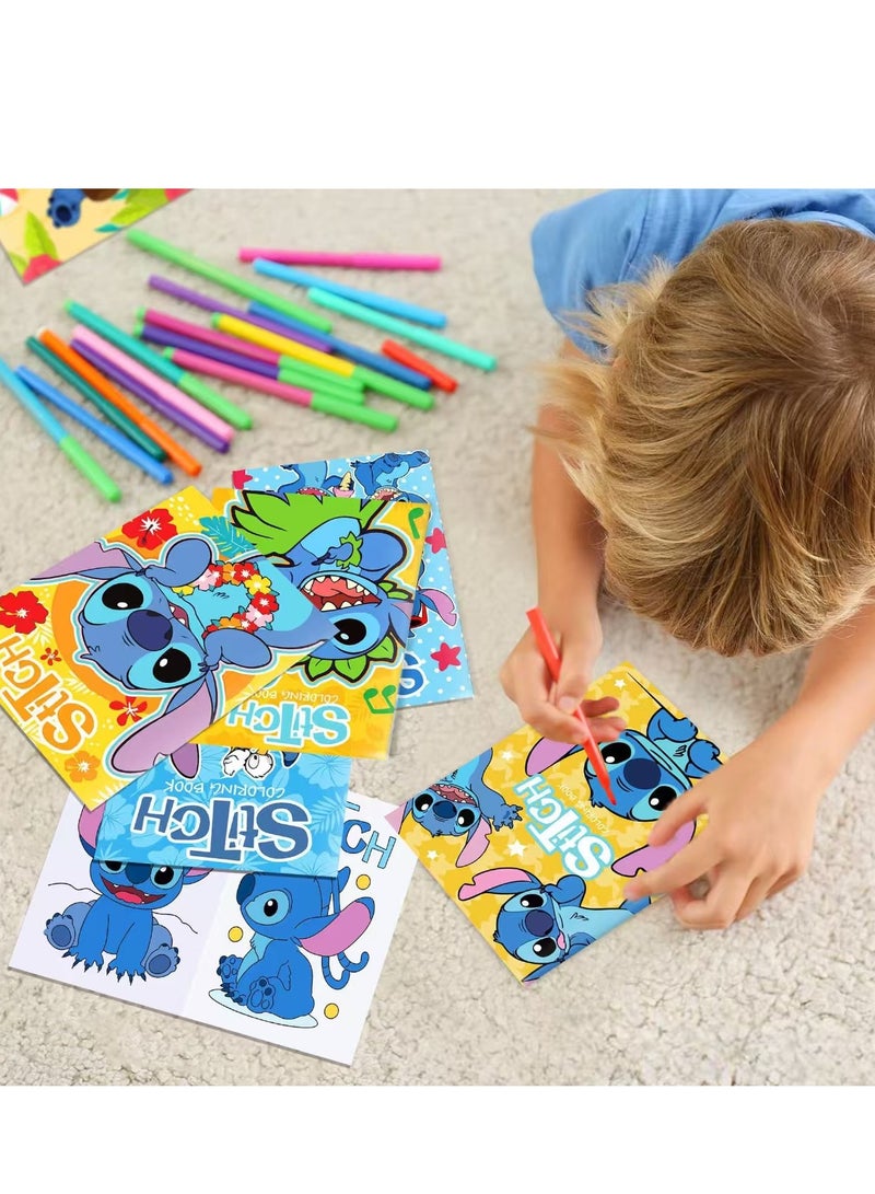 12-Piece Stitch Anime Coloring Book Set - Creative DIY Cartoon Doodle Art Kit, Vibrant Party Activity for Kids & Adults - Image 3