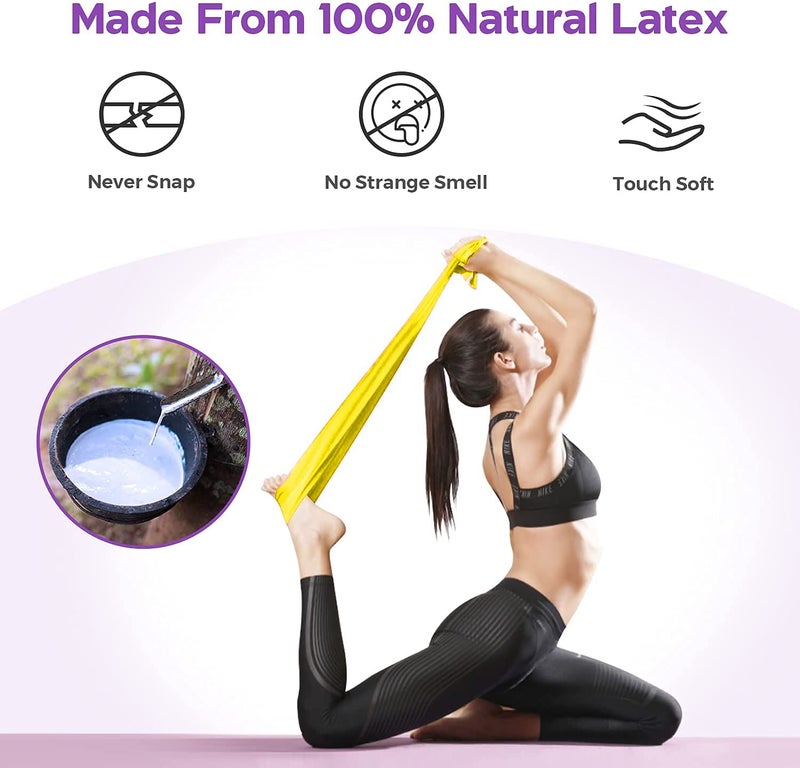 FASHNEX Natural Rubber Yoga Resistance Band - 1.5 Meters Therapy Band - Exercise Band For Gym, Workout, Yoga, Physical Therapy, Home Exercise Training For Women & Men, Medium Resistance Level - Image 3