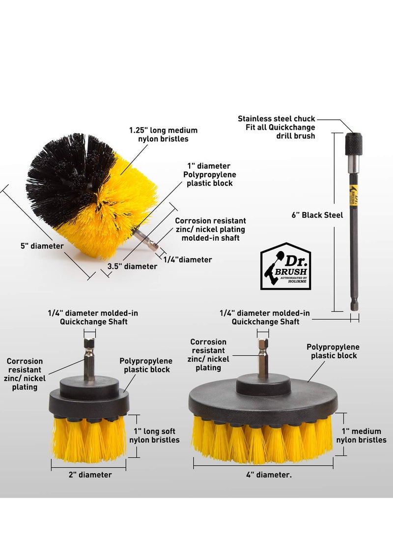 SYOSI Drill Brush Accessories Set, 4Pack Drill Brush Power Scrubber Cleaning Brush,All Purpose Scrub Brushes Kit, Scrubbing Brush Drill Attachment, for Grout, Floor, Tub, Shower, Bathroom Kitchen Car - Image 5