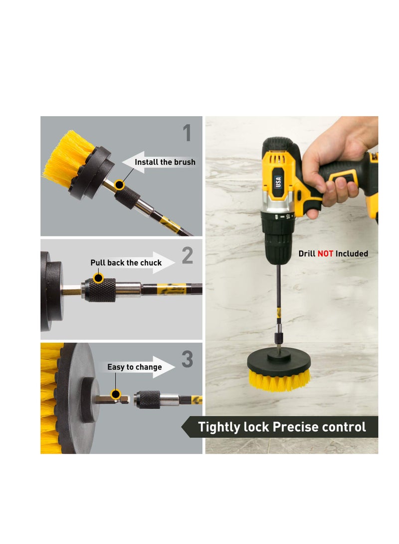 SYOSI Drill Brush Accessories Set, 4Pack Drill Brush Power Scrubber Cleaning Brush,All Purpose Scrub Brushes Kit, Scrubbing Brush Drill Attachment, for Grout, Floor, Tub, Shower, Bathroom Kitchen Car - Image 4
