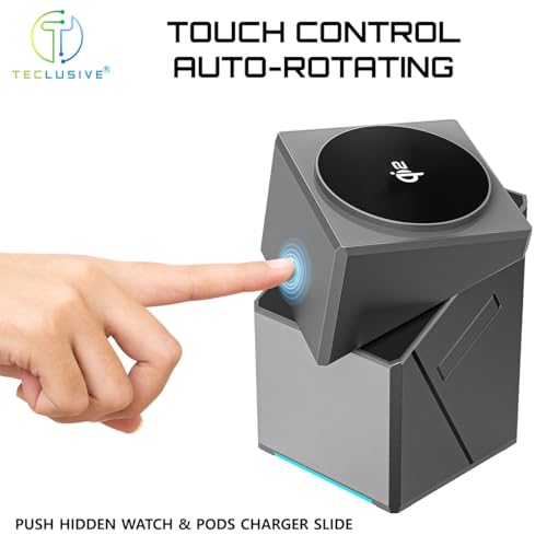 T Teclusive Qi2 Super Fast Touch Rotating 3 in 1 Magnetic Wireless Charger Compatible for Magsafe iPhone 16 15 Pro Max iWatch Ultra Series 10 9 Airpods | Smart Touch Control Rotation | Travel - Image 2