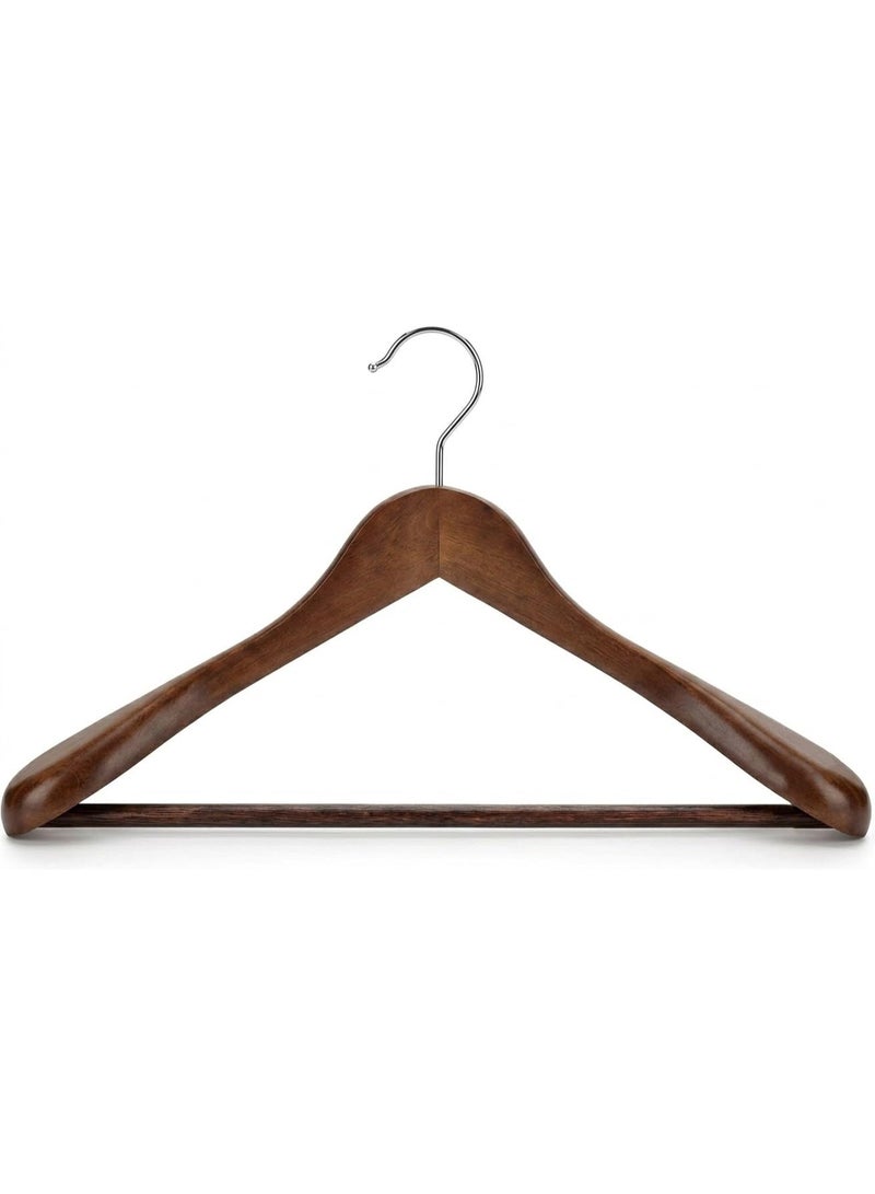 45cm wide wooden hanger with a wide shoulder - with a 360-degree rotating chrome hook - heavy-duty, non-slip clothes hanger that maintains the shape of the shoulders and can hold up to 10kg. (1) - Image 1