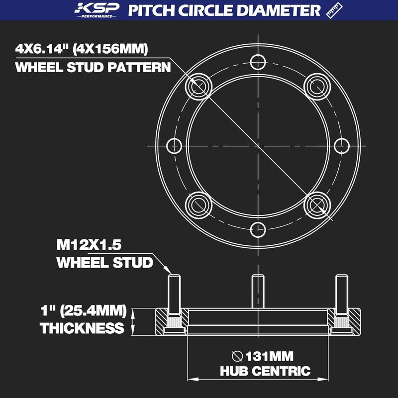 KSP PERFORMANCE KSP 4x156mm ATV Wheel Spacers 1 Inch with 12x1.5 Studs, Fit For 2013+ Polaris Ranger, 2014+ Polaris RZR XP 1000, 2015+ Polaris RZR,4Pcs - Image 2