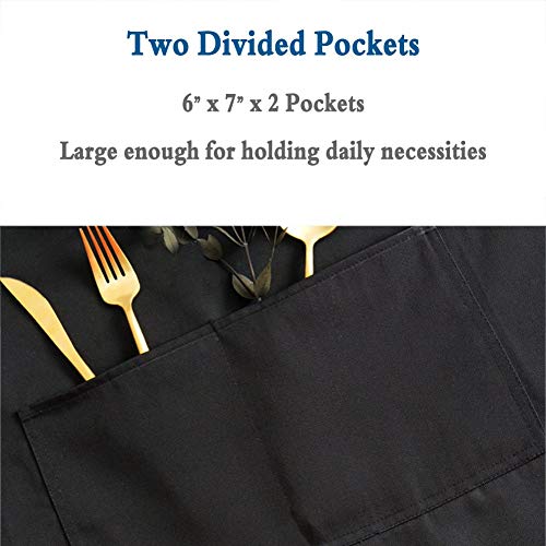Priti - Apron Waterproof Adjustable Neck for Women Man Unisex with 2 Pockets Kitchen Cooking 27 x 29 inches, Black - Image 3