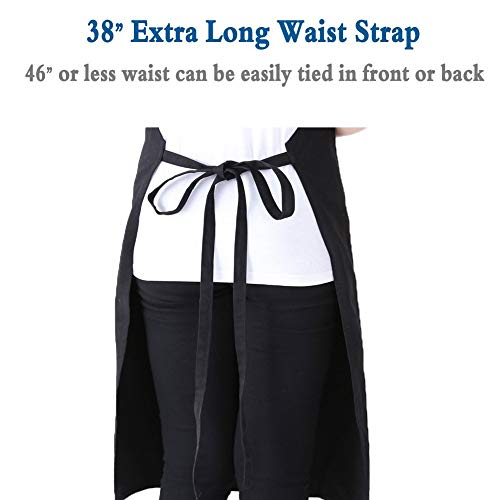 Priti - Apron Waterproof Adjustable Neck for Women Man Unisex with 2 Pockets Kitchen Cooking 27 x 29 inches, Black - Image 5